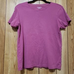 St Johns Bay Shirt Womens Med Purple Short Sleeve 100% Cotton Tee